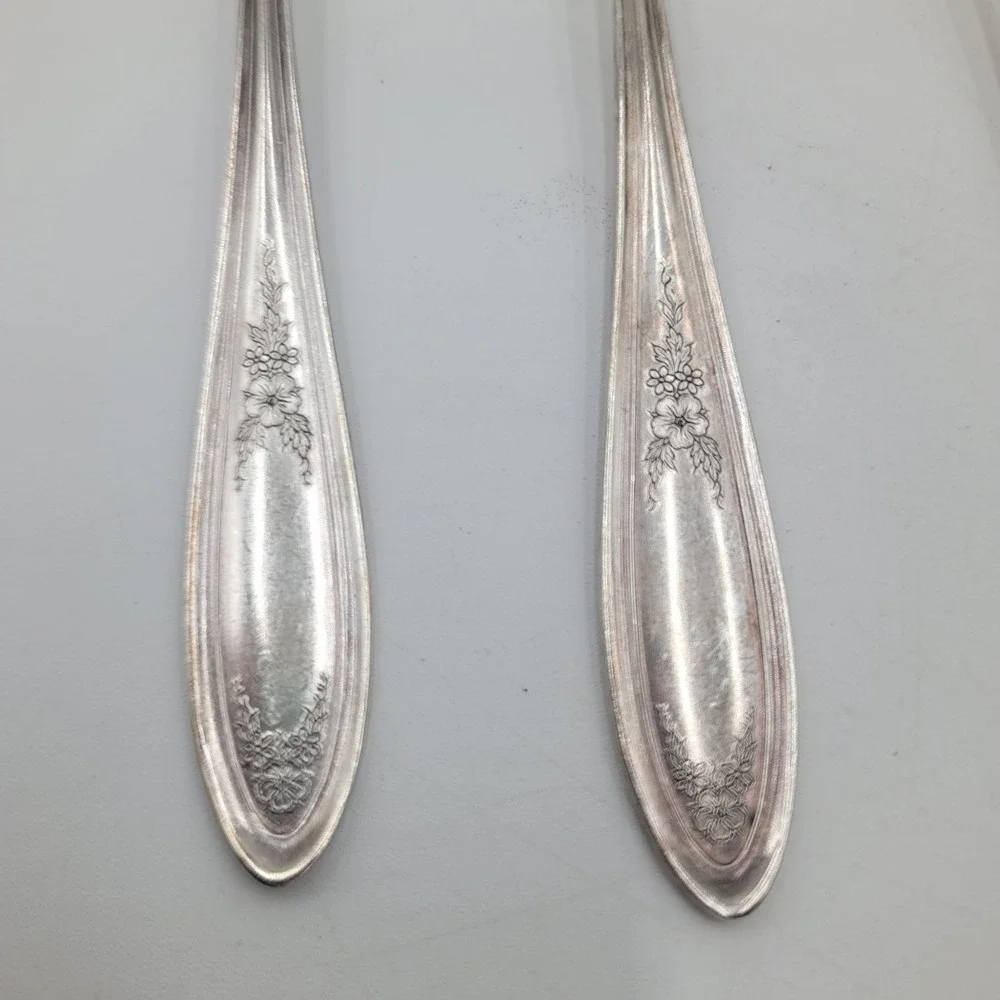 Oneida Community Ardsley Silverplate Serving Spoons Set of 4 Floral Art‎ Deco